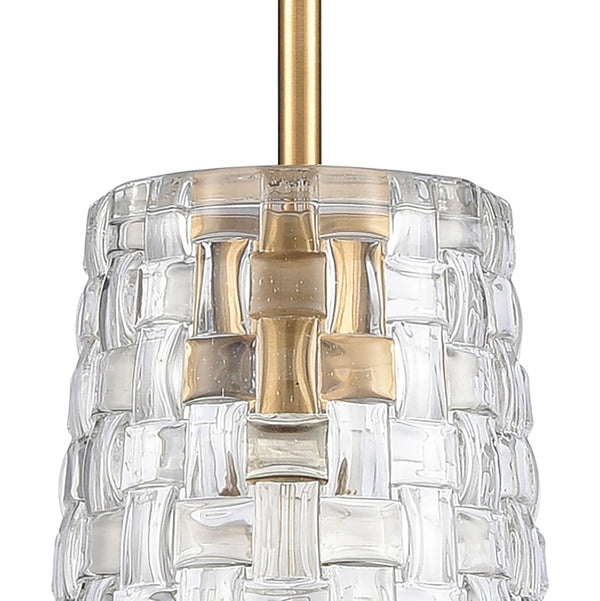 Atlas Lightweave 5.5'' Wide 1-Light Mini Pendant - Modern Crystal Shade for Stunning Ambient Lighting Satin Brass CL11622-BS