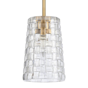 Atlas Lightweave 5.5'' Wide 1-Light Mini Pendant - Modern Crystal Shade for Stunning Ambient Lighting Satin Brass CL11622-BS