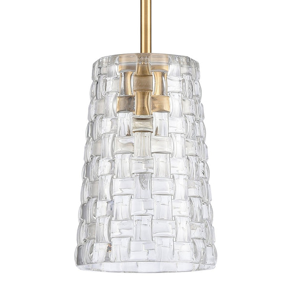 Atlas Lightweave 5.5'' Wide 1-Light Mini Pendant - Modern Crystal Shade for Stunning Ambient Lighting Satin Brass CL11622-BS