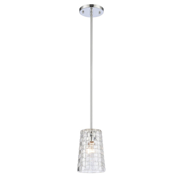Atlas Lightweave 5.5'' Wide 1-Light Mini Pendant - Modern Crystal Shade for Stunning Ambient Lighting Polished Nickel CL11622-NK