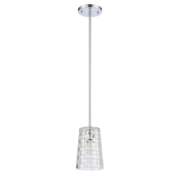 Atlas Lightweave 5.5'' Wide 1-Light Mini Pendant - Modern Crystal Shade for Stunning Ambient Lighting Polished Nickel CL11622-NK