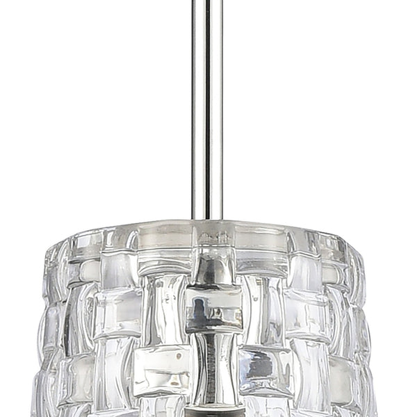 Atlas Lightweave 5.5'' Wide 1-Light Mini Pendant - Modern Crystal Shade for Stunning Ambient Lighting Polished Nickel CL11622-NK
