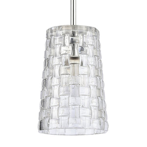 Atlas Lightweave 5.5'' Wide 1-Light Mini Pendant - Modern Crystal Shade for Stunning Ambient Lighting Polished Nickel CL11622-NK