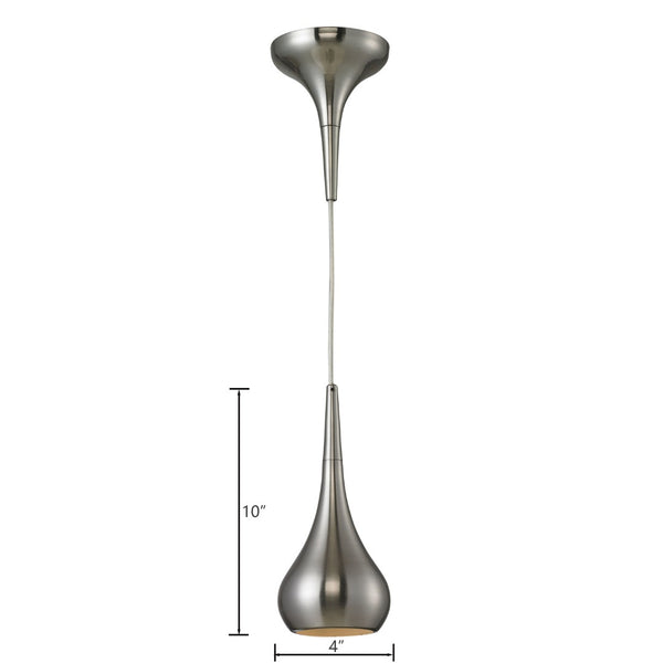 Atlas Lindsey Mini Pendant Light - Elegant Teardrop Design for Modern Spaces, Ideal for Kitchens & Dining Areas Satin Nickel 4'' CL11623-NK