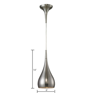 Atlas Lindsey Mini Pendant Light - Elegant Teardrop Design for Modern Spaces, Ideal for Kitchens & Dining Areas Satin Nickel 6'' CL11624-NK