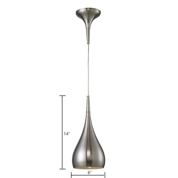 Atlas Lindsey Mini Pendant Light - Elegant Teardrop Design for Modern Spaces, Ideal for Kitchens & Dining Areas Satin Nickel 6'' CL11624-NK