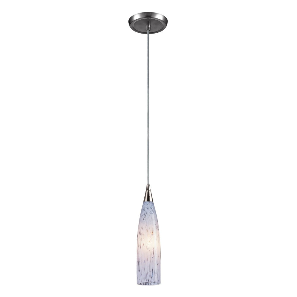 Atlas Lungo 3'' Wide 1-Light Pendant - Hand-Blown Snow White Glass & Modern Satin Nickel Finish CL11625-WH