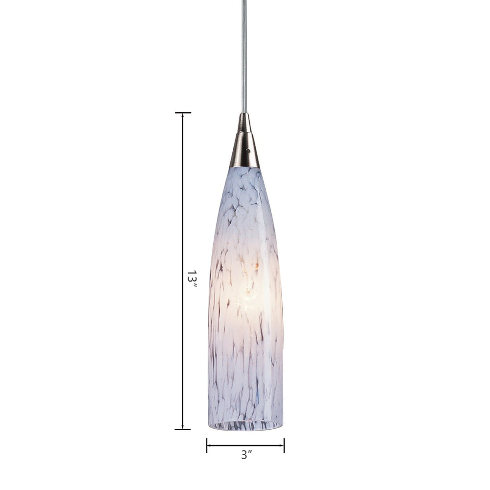 Atlas Lungo 3'' Wide 1-Light Pendant - Hand-Blown Snow White Glass & Modern Satin Nickel Finish CL11625-WH