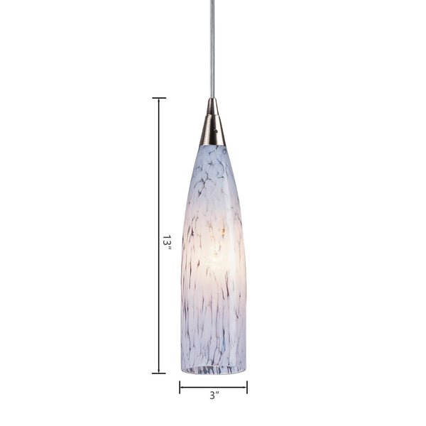 Atlas Lungo 3'' Wide 1-Light Pendant - Hand-Blown Snow White Glass & Modern Satin Nickel Finish CL11625-WH