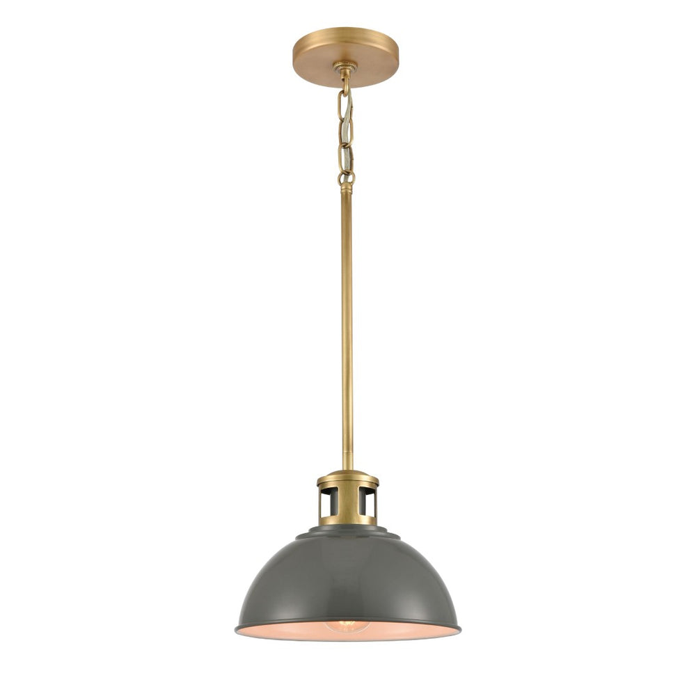 Atlas Lyndon 10" Wide 1-Light Mini Pendant in Gray with Brass Accents - Perfect Modern Accent Lighting! CL11626-GY