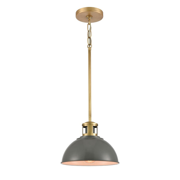 Atlas Lyndon 10" Wide 1-Light Mini Pendant in Gray with Brass Accents - Perfect Modern Accent Lighting! CL11626-GY