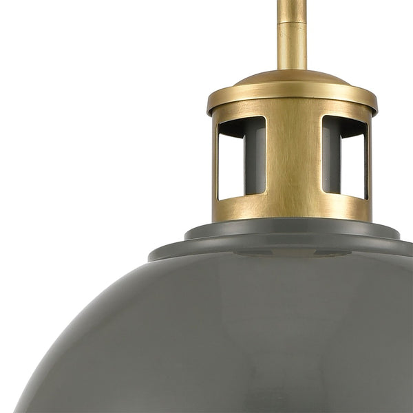 Atlas Lyndon 10" Wide 1-Light Mini Pendant in Gray with Brass Accents - Perfect Modern Accent Lighting! CL11626-GY
