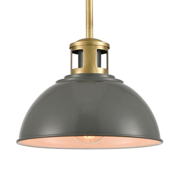 Atlas Lyndon 10" Wide 1-Light Mini Pendant in Gray with Brass Accents - Perfect Modern Accent Lighting! CL11626-GY