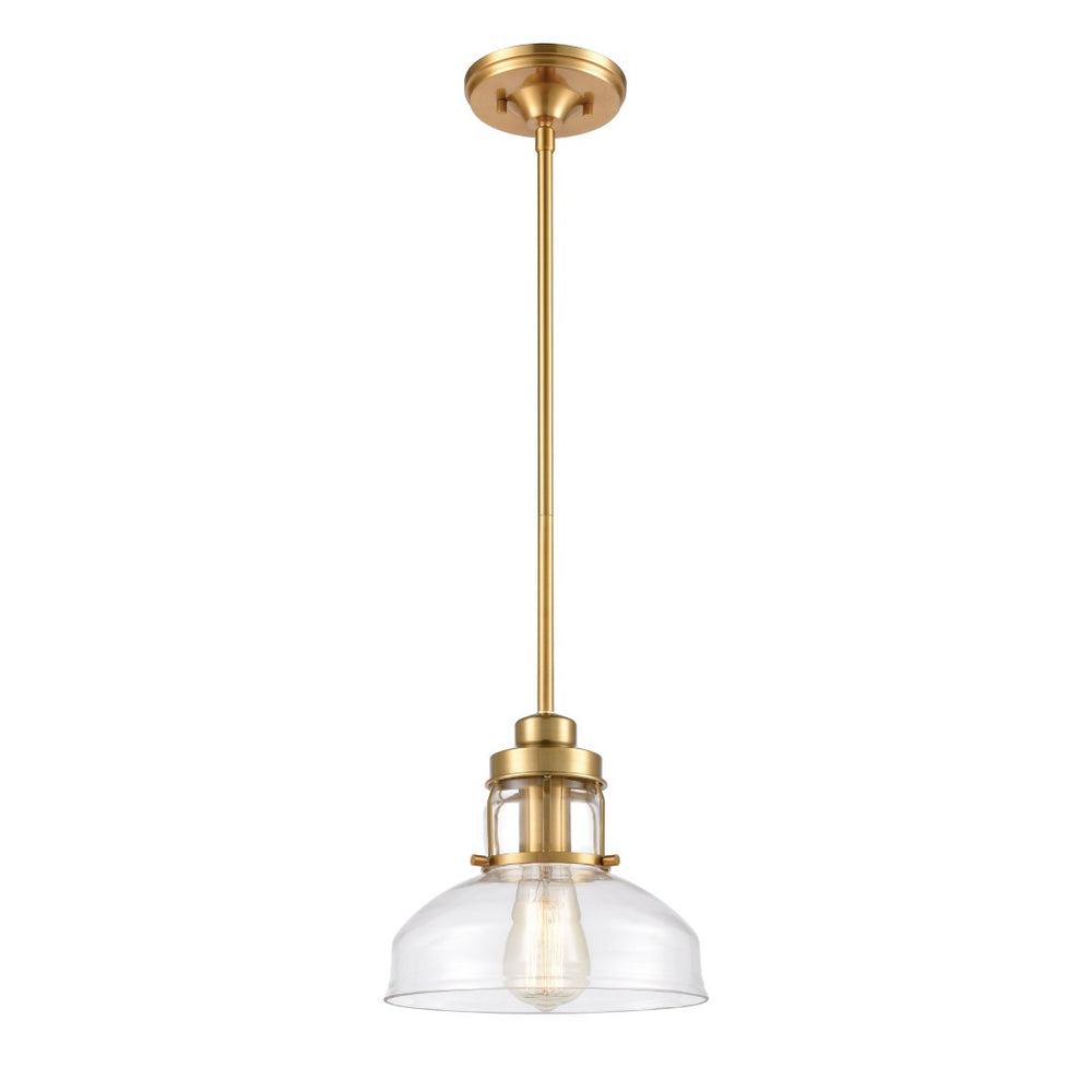 Atlas Manhattan Boutique 1-Light Mini Pendant - Elegant Clear Glass Shade for Stylish Home Illumination Brushed Brass CL11627-BS