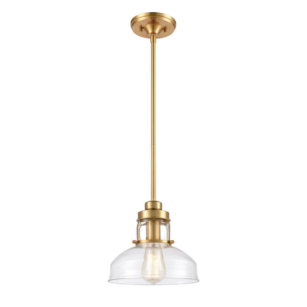 Atlas Manhattan Boutique 1-Light Mini Pendant - Elegant Clear Glass Shade for Stylish Home Illumination Brushed Brass CL11627-BS