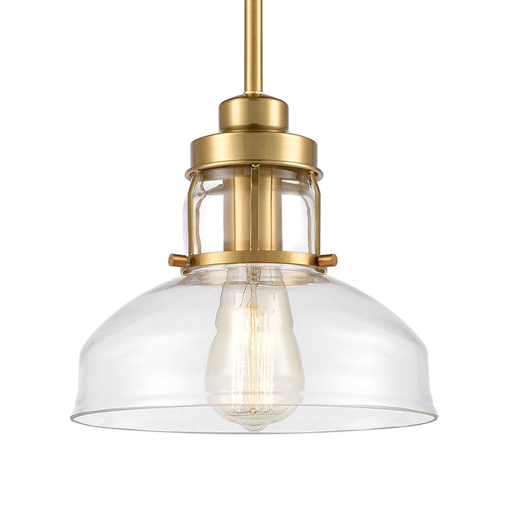 Atlas Manhattan Boutique 1-Light Mini Pendant - Elegant Clear Glass Shade for Stylish Home Illumination Brushed Brass CL11627-BS