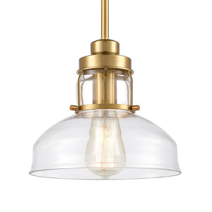Atlas Manhattan Boutique 1-Light Mini Pendant - Elegant Clear Glass Shade for Stylish Home Illumination Brushed Brass CL11627-BS