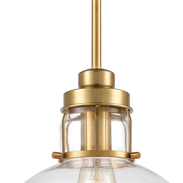 Atlas Manhattan Boutique 1-Light Mini Pendant - Elegant Clear Glass Shade for Stylish Home Illumination Brushed Brass CL11627-BS