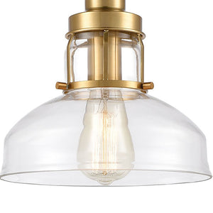 Atlas Manhattan Boutique 1-Light Mini Pendant - Elegant Clear Glass Shade for Stylish Home Illumination Brushed Brass CL11627-BS