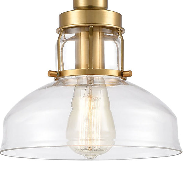 Atlas Manhattan Boutique 1-Light Mini Pendant - Elegant Clear Glass Shade for Stylish Home Illumination Brushed Brass CL11627-BS