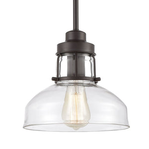 Atlas Manhattan Boutique 1-Light Mini Pendant - Elegant Clear Glass Shade for Stylish Home Illumination Oil Rubbed Bronze CL11627-BZ
