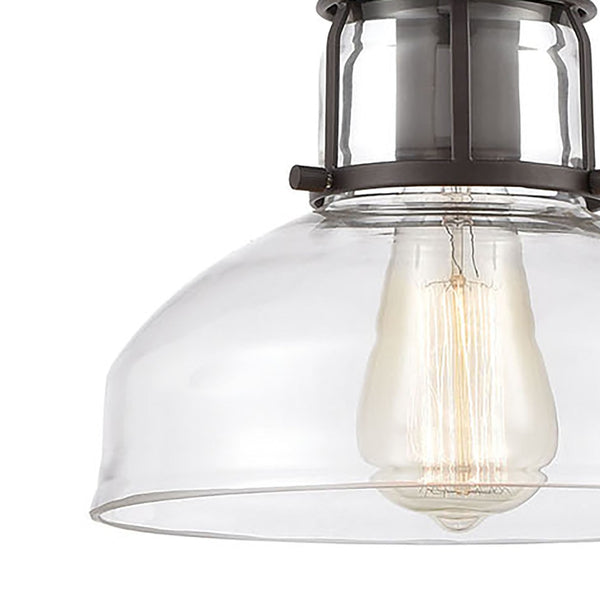 Atlas Manhattan Boutique 1-Light Mini Pendant - Elegant Clear Glass Shade for Stylish Home Illumination Oil Rubbed Bronze CL11627-BZ