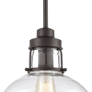 Atlas Manhattan Boutique 1-Light Mini Pendant - Elegant Clear Glass Shade for Stylish Home Illumination Oil Rubbed Bronze CL11627-BZ