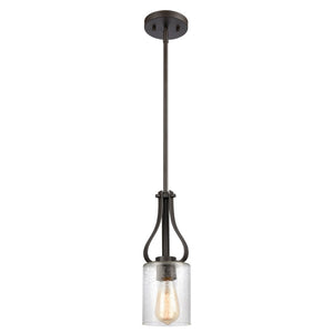Atlas Market Square 1-Light Mini Pendant with Clear Seeded Glass Shade for Timeless Elegance in Lighting Oil Rubbed Bronze CL11628-BZ