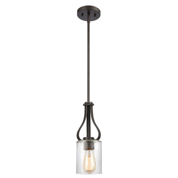 Atlas Market Square 1-Light Mini Pendant with Clear Seeded Glass Shade for Timeless Elegance in Lighting Oil Rubbed Bronze CL11628-BZ