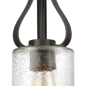 Atlas Market Square 1-Light Mini Pendant with Clear Seeded Glass Shade for Timeless Elegance in Lighting Oil Rubbed Bronze CL11628-BZ