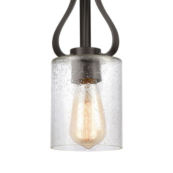 Atlas Market Square 1-Light Mini Pendant with Clear Seeded Glass Shade for Timeless Elegance in Lighting Oil Rubbed Bronze CL11628-BZ