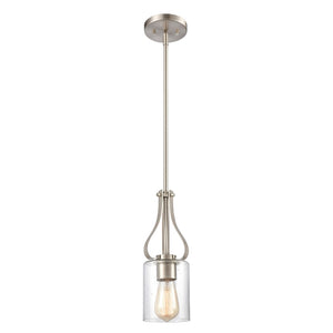 Atlas Market Square 1-Light Mini Pendant with Clear Seeded Glass Shade for Timeless Elegance in Lighting Brushed Nickel CL11628-NK