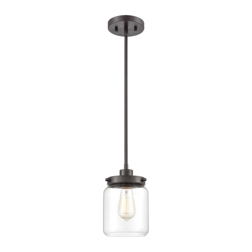 Atlas Mason 6" Wide Mini Pendant Light - Oil Rubbed Bronze with Clear Glass Shade for Elegant Spaces CL11629-BZ