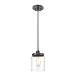 Atlas Mason 6" Wide Mini Pendant Light - Oil Rubbed Bronze with Clear Glass Shade for Elegant Spaces CL11629-BZ