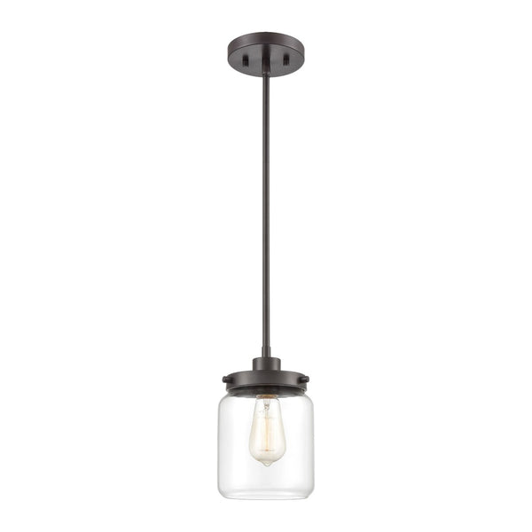 Atlas Mason 6" Wide Mini Pendant Light - Oil Rubbed Bronze with Clear Glass Shade for Elegant Spaces CL11629-BZ