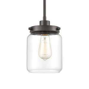 Atlas Mason 6" Wide Mini Pendant Light - Oil Rubbed Bronze with Clear Glass Shade for Elegant Spaces CL11629-BZ