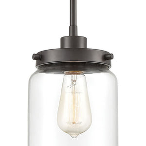 Atlas Mason 6" Wide Mini Pendant Light - Oil Rubbed Bronze with Clear Glass Shade for Elegant Spaces CL11629-BZ