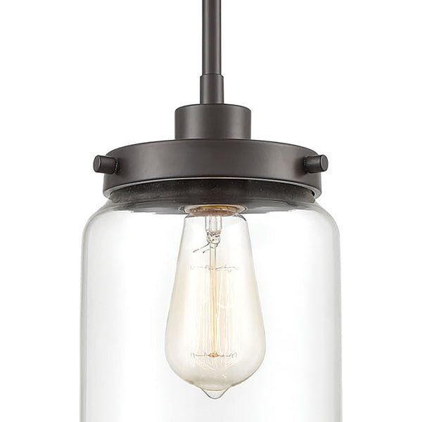 Atlas Mason 6" Wide Mini Pendant Light - Oil Rubbed Bronze with Clear Glass Shade for Elegant Spaces CL11629-BZ