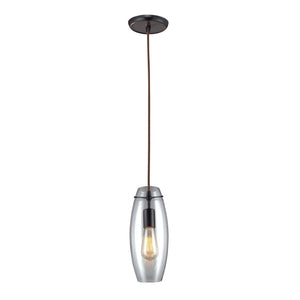 Atlas Menlow Park Industrial Mini Pendant Light with Clear Glass Shade for Vintage Home Aesthetics Oiled Bronze 5'' CL11630-BZ