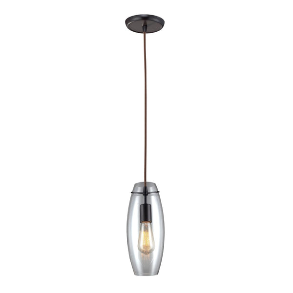 Atlas Menlow Park Industrial Mini Pendant Light with Clear Glass Shade for Vintage Home Aesthetics Oiled Bronze 5'' CL11630-BZ