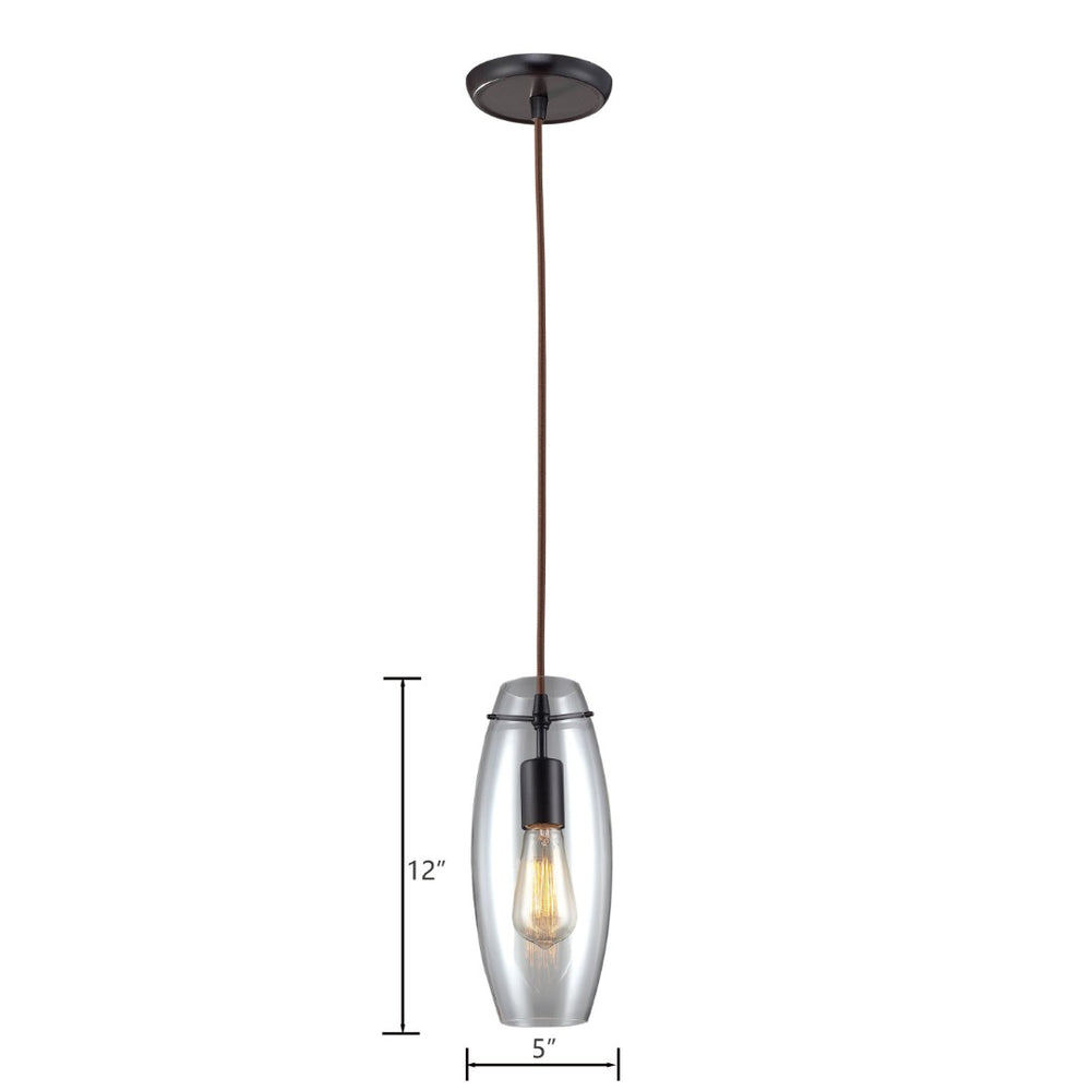 Atlas Menlow Park Industrial Mini Pendant Light with Clear Glass Shade for Vintage Home Aesthetics Oiled Bronze 5'' CL11630-BZ