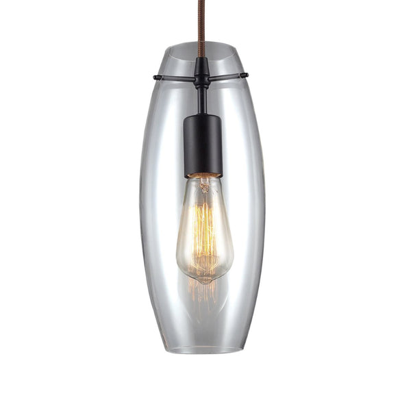 Atlas Menlow Park Industrial Mini Pendant Light with Clear Glass Shade for Vintage Home Aesthetics Oiled Bronze 5'' CL11630-BZ