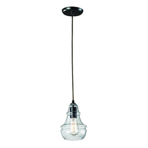 Atlas Menlow Park Industrial Mini Pendant Light with Clear Glass Shade for Vintage Home Aesthetics Oiled Bronze 6'' CL11632-BZ