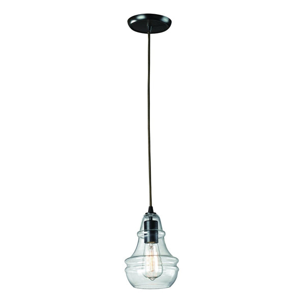 Atlas Menlow Park Industrial Mini Pendant Light with Clear Glass Shade for Vintage Home Aesthetics Oiled Bronze 6'' CL11632-BZ