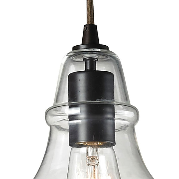 Atlas Menlow Park Industrial Mini Pendant Light with Clear Glass Shade for Vintage Home Aesthetics Oiled Bronze 6'' CL11632-BZ