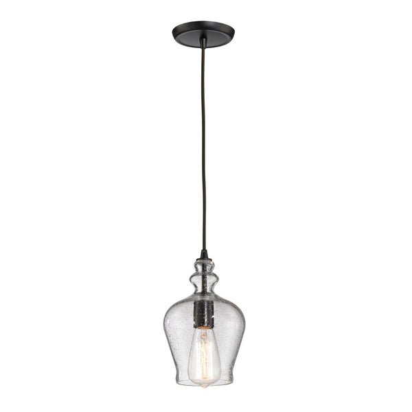 Atlas Menlow Park Industrial Mini Pendant Light with Clear Glass Shade for Vintage Home Aesthetics Oil Rubbed Bronze CL11633-BZ