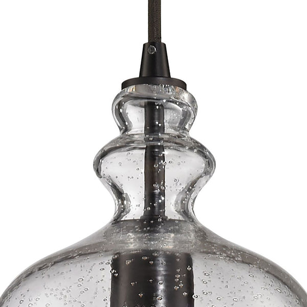 Atlas Menlow Park Industrial Mini Pendant Light with Clear Glass Shade for Vintage Home Aesthetics Oil Rubbed Bronze CL11633-BZ
