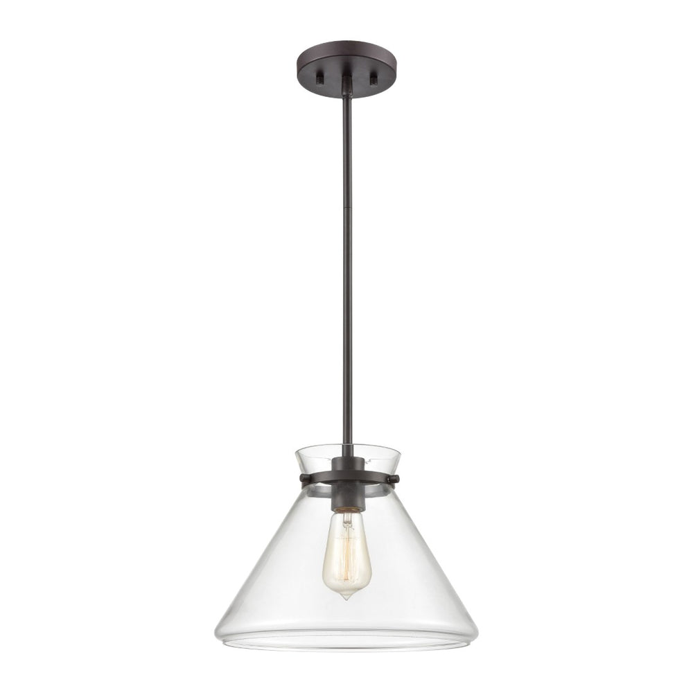 Atlas Mickley 12" Wide Mini Pendant Light - Elegant Oil Rubbed Bronze Fixture with Clear Glass Shade CL11634-BZ