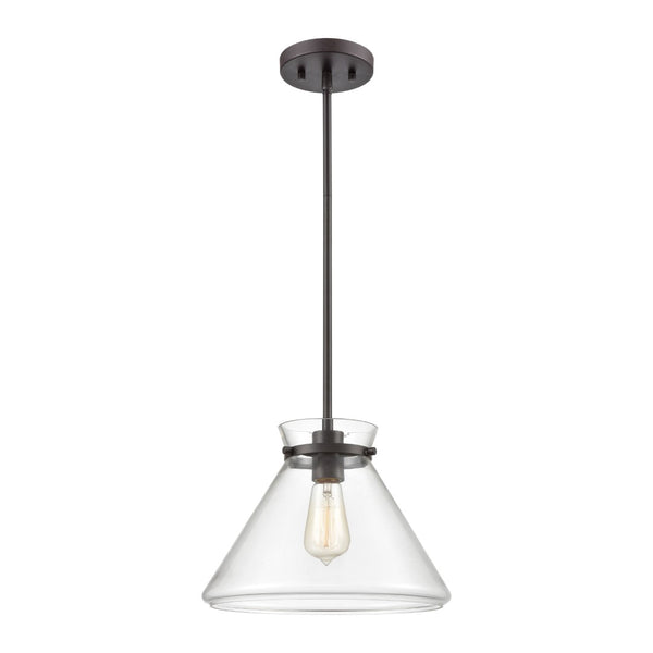 Atlas Mickley 12" Wide Mini Pendant Light - Elegant Oil Rubbed Bronze Fixture with Clear Glass Shade CL11634-BZ
