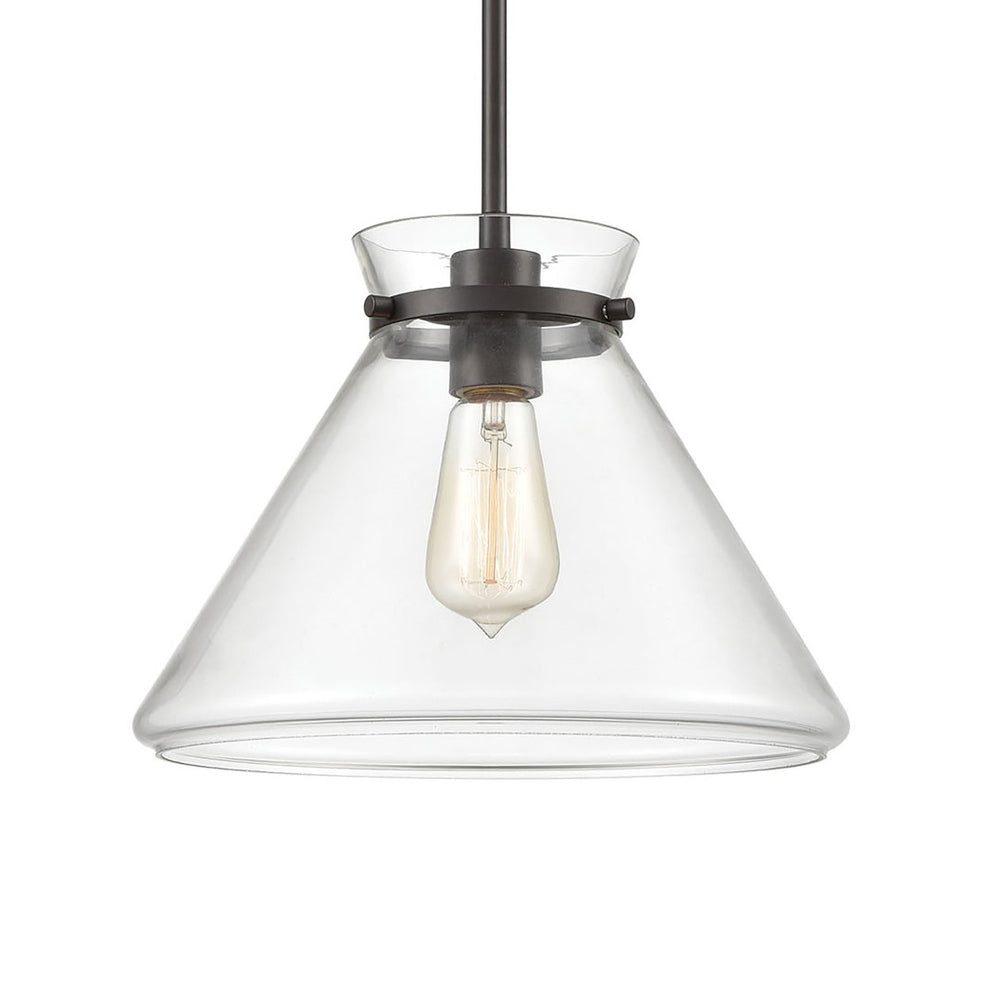 Atlas Mickley 12" Wide Mini Pendant Light - Elegant Oil Rubbed Bronze Fixture with Clear Glass Shade CL11634-BZ